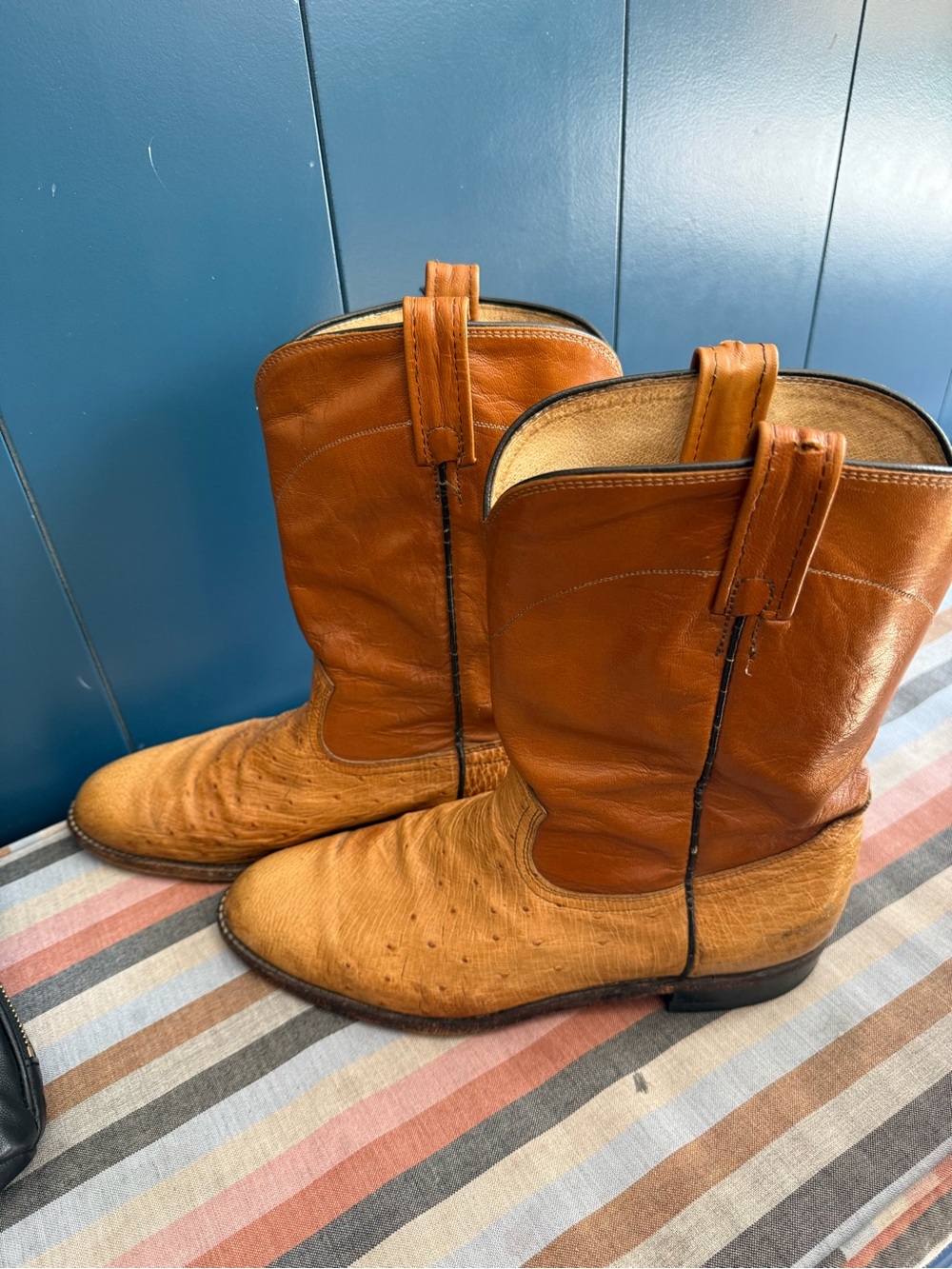 Custom made vintage Men's Brown Two-Tone Western Cowboy Boots -  Pull-On Style